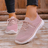 Breathable Mesh Sports Flat Shoes Women Plus Size 43 Slip On Knitted Platform Sneakers Woman Comfortable Soft Sole Running Shoes