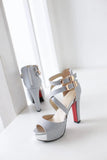 Women's Sandals Summer New Style Fashion Fish Mouth Open Toe Buckle Thick Heel High Heel Women's Shoes Plus Size 33-43 High 11cm
