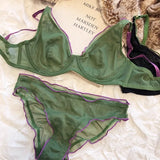 Elegant French Design Minimizer Bra Fashion Triangle Cups Structural Support Ultra Thin Soft Mesh Lingerie Set MOYISU Sexy Tushy