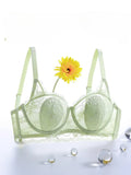 MOYISU Summer Day Lingerie Women's Big Chest Small Traceless Top Lift Breast Anti-sag Ultra Thin Breathable Lace Bra Cover