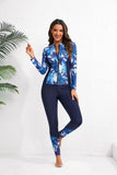 2026 Long Sleeve Zipper Surfing Swimsuit Print Pants Swimwear Women Two Pieces Diving Clothes Beachwear Bathing Swimming Suit
