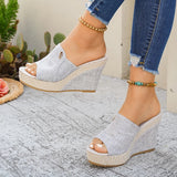 Vinatge Chunky Platform Sandals Women 2026 Summer Peep Toe Wedges Slippers Woman Plus Size 42 Thick High Heels Sandles Female