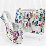 doershow nice African Shoes And Bag Matching Set With PEACH Hot Selling Women Italian Shoes And Bag Set For Party HAA1-9