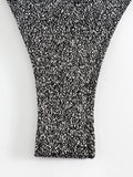 DEKA Sequins One Piece Swimwear Shiny Deep V Swimsuit Female Monokini Sexy Women's Push Up Glitter Swimsuit