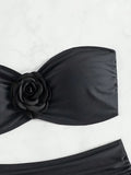 XS - XL 3D Flower Female Bandeau Swimsuit High Waist Bikini Women Swimwear Two-pieces Bikini Set Bather Bathing Suit Swim Lady