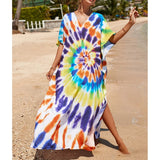 2026 New Colorful Kaftan Tunic Beach Dress Beach Wear Beachwear Beach Cover Up Cover-upsLoose Maxi Dress Female Women V4428