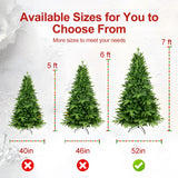 5ft / 6ft / 7ft Pre-lit Artificial Christmas Tree Automatic Open PE/PVC Mixed Flocking Xmas Tree LEDS Lights Xmas Ornaments