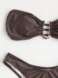 Women Bikini Sets Two Pieces Swimsuit Female Metal High Waist Sexy Bikini Bathing Suit Monokini Swimwear Women Biquini Bakini