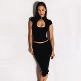 Ahagaga Fashion Women's Summer Club T-Shirt Tops Versatile Waist-cinching Chest Hollow Out Short Sleeves Y2k Sexy Female Casual
