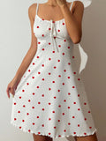 Women's Sexy Nightdress Night Gown Heart Printed Halter Neck Pajamas Mini Dress Casual Sleepshirts Nightdress Sleepwear