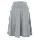Women's Solid Color Casual High Waist Elastic Midi Skirts Spring Summer All Match Korean Ruffle Short Skirt Office Lady Faldas