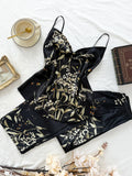 Small Cherry Print Pajamas Set Spring Summer Halter Pants Two Piece Thin Home Wear Women
