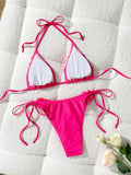 Women's Erotic Naughty Lingerie Sets Halter Neck 3D Mesh Flower Bra and Tie Up Thong