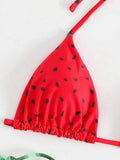 Sexy Women Cute Watermelon Print Halter String Micro Bikini Sets Two Pieces Swimsuit Swimwear Bathing Suit Beach Outfits Biquini