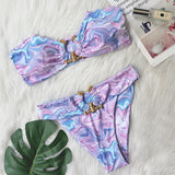 9 Colors Sexy Bikini Women Swimwear Swimsuit High Waist Metal Decor Leopard Print Female Bikinis Set Bathing Suit Beach Biquinis
