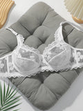 Women's Sexy Lace Bra with Steel Ring Gathered Push-Up Adjustable Straps Transparent Comfortable Underwear YS2944