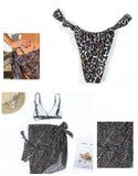 3 Piece Bikini Set Sexy Swimwear Swimsuit Women Triangle Leopard Rainbow Tie Dye Bikinis Set Bathing Suit Beach Skirt Cover Up
