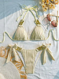 2026 Triangle String Bikinis Women Chain Linked Swimwear Female Sexy Swimsuit Solid Bathers Bathing Swimming Swim Suit Beachwear