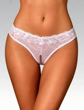 Pink Rose Lace Cross Strap Open Crotch Panty for Women Plus Size Sheer Thong Underwear