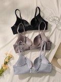 3 pieces of multi-color women's underwire bra comfortable daily underwear solid color women's Lingerie push up bra B6055