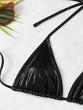 Sexy Shiny Silver Bikini Set Women Push Up Micro Swimsuit 2025 Brazilian Beach Bathing Suit Tie Side Thong Swimwear Biquini