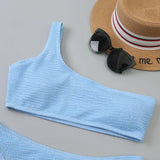 One Shoulder Bikinis 2026 Women Sexy Swimwear Female Brazilian Swimsuit Solid Beachwear Bathers Bathing Swimming Swim Suit