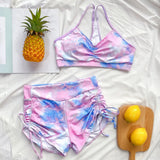 New Two Piece Swimsuit Swimwear Women Print Shirring High Waist Bathing Suit Beachwear High Quality Banadores Bikini 2026 Mujer