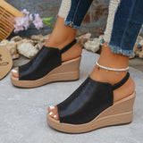 2025 New Gold Wegdes Sandals Women Summer Plus Size Chunky Platform Sandles Woman Elastic Back Strap High Heel Sandalias Mujer