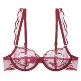 Summer French Minimizer Bra Beachwear Large Bust Pure Embroidery Lace Ultra Thin Plate Size Light Support Wirefree AU MOYISU