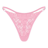 New Women Lace Trim Thong Panties Silver Ribbon Panel Low Rise Sexy G-string Breathable Stretch Skin Friendly Intimate Underwear