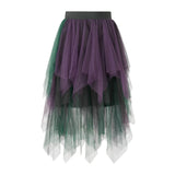 Women's Irregular Tulle Long Skirts Elastic High Waist Layered Mesh Tutu A-line Skirts Bohemian Korean Fashion Y2K Skirts