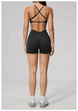 Seamless Yoga Excersize Sets Women Cross Back Sports Bra Tracksuit Workout Clothes High Waist Hip Lifting Shorts Fitness Suits
