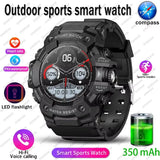 2026 Rugged Sports Smart Watch Bluetooth Calls Colorful Waterproof Military Smartwatches with Flashlight SOS COMPASS for Phone