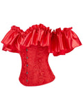Chest corset with satin ruffled sleeves and waist-tightening palace corset at the back of the shoulder.