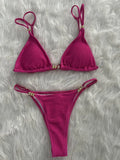 Wrinkled Pleated High Cut Brazilian Bikini Women Swimwear Female Swimsuit Two-pieces Bikini Set Bather Bathing Suit Swim Lady