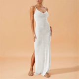V Neck Sleeveless Hollow Out Crochet Knitted Tunic Beach Cover Up Cover-ups Beach Dress Beach Wear Beachwear Female Women V7212