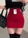 Korean Style Pure Desire Sexy High Waist Hip Enhancing Waist Slimming Anti-Exposure Bodycon Skirt Short Skirt Sweet AYE8