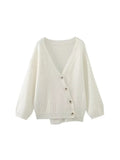 Foridol V-neck Oversize Beige Autumn Winter Women Knitted Long Sleeves Cozy Femme Casual Cardigans Sueter Mujer Loose Sweater