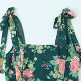 Floral Print Slim-fit Side-slit Camisole Dress For Women With Double Shoulder Straps And Semi-elastic Back Mid-length Skirt 9UCW