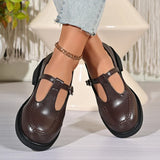 Vinatge T-Strap Med Heels Mary Jane Shoes Women Korean Buckle Strap Pu Leather Pumps Woman British Style Platfrom Student Shoes