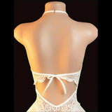 Sexy Crotchless Lingerie For Hot Adult Women White Front Buckle Bra Neck Erotic Babydoll Costume Open Night Dress Porn Underwear