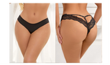 Womens Sexy Underwear Floral Lace Hollow Out Panties Cross Bandage Seamless Low Waist Lingerie Seduction Plus Size Panties Thong