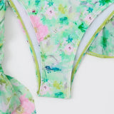 4 Pieces String Bikinis 2026 Women Sexy Swimwear Female Floral Swimsuit Bathers Bathing Swimming Swim Suit Beachwear Summer