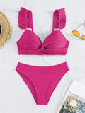 Wrinkled Ruffle Frilled Bra Cup Bikinis 2026 Female Swimsuit Women Swimwear Two Pieces Bikini Set Push Up Beachwear Bathing Suit