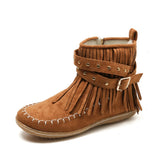 Vintage Women Boots Suede Ankle Boots Fringe Women Shoes Winter Boots Women Side Zipper Casual Shoes Ladies Snow Boot