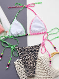 Leopard Splicing Halter Bikini Women Swimwear Female Swimsuit Two-pieces Bikini Set High Cut Bather Bathing Suit Swim Beachwear