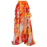 Vintage Orange Gradient Swimwear Women Ruffles Pleate Skirt Sets 2026 Bandeau Push Up Padded Slim Holiday One Piece Swimsuit