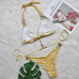 2 Colors Sexy Bikini Women Luxury Crystal Diamond Shining Fabric Swimwear Swimsuit Bikinis Set Bathing Suit Beach Bikini Female