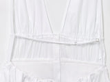 Bowknot White Backless Beach Summer Women's Dress Deep V Neck Cotton Short Vestidos Sexy Sleeveless Halter New in Dress 2025