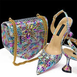 Doershow New Arrival African Wedding Shoes and Bag Set gold Color Italian Shoes with Matching Bags Nigerian lady party  1-12
